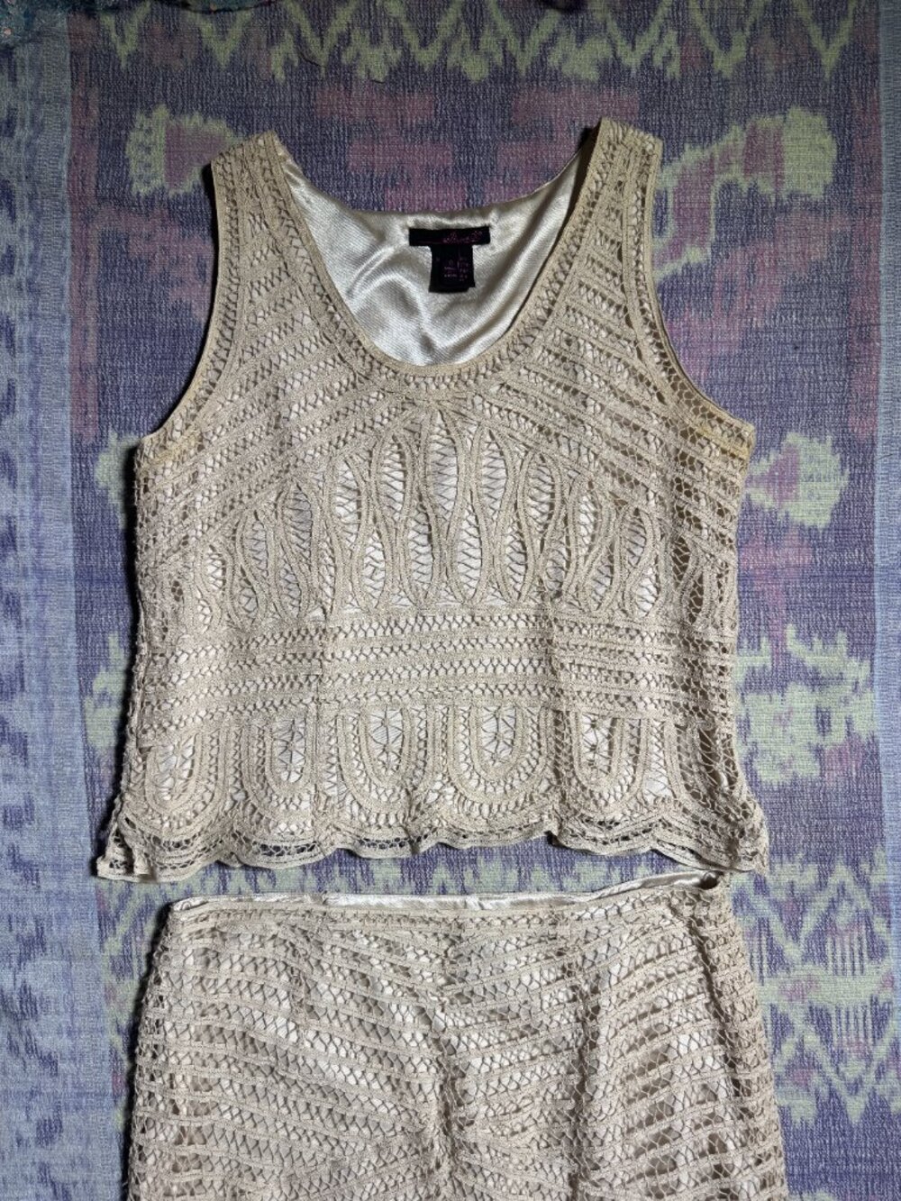 Willi Smith Women's 2-Piece Linen Blend Lace Tank Top and Skirt Set Size 10 - Picture 5 of 16